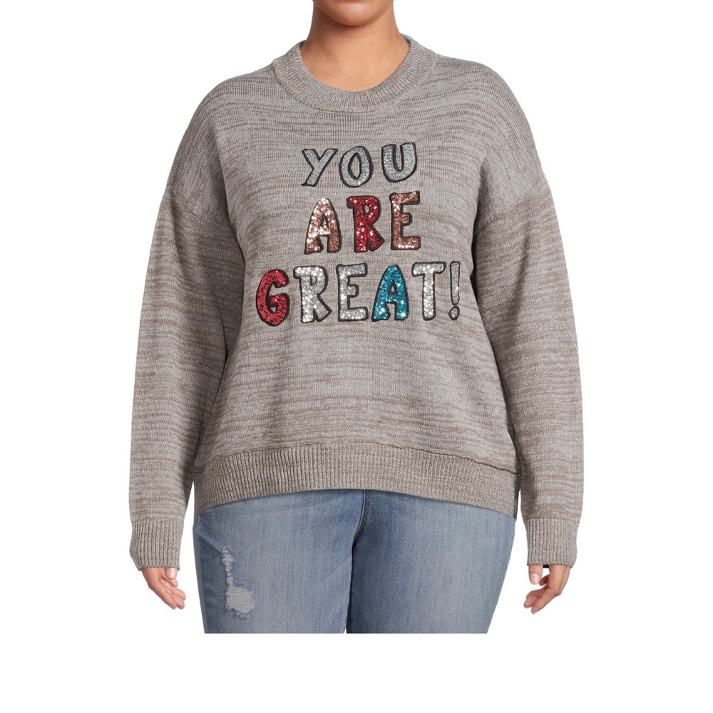 Terra & Sky Women’s Plus Size Sequin Sweater